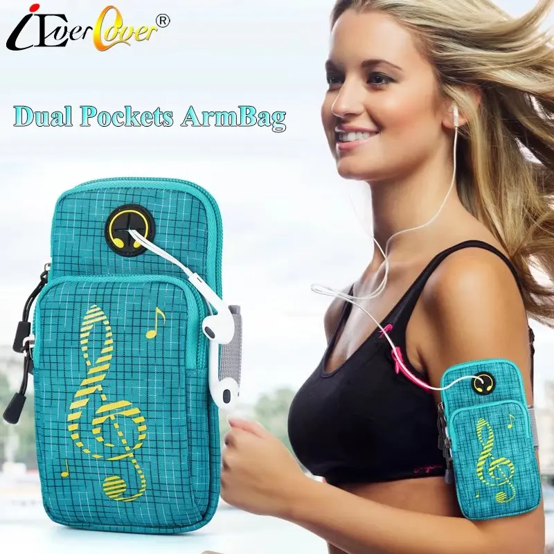 Двойные карманы Беговая наручная Сумочка чехол для Xiaomi Mi Note 10 Pro / 9 5G Lite телефонов