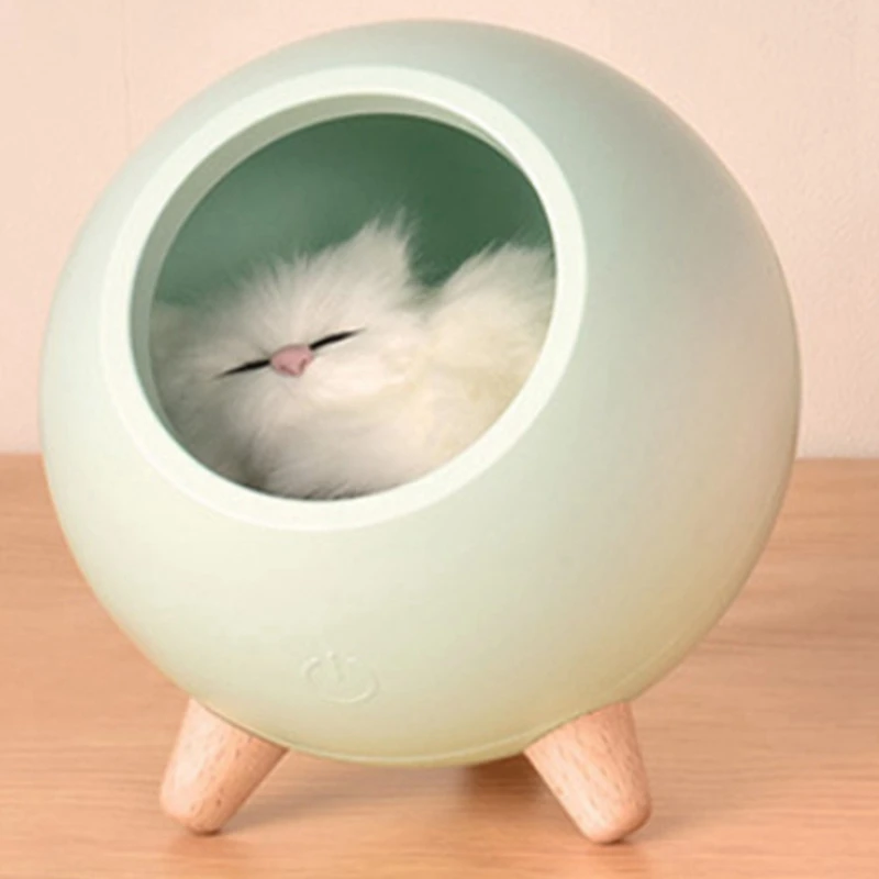 Cute Cat House Bluetooth Speaker Night Light Press Dimming LED Baby Kids Bedside Sleep Lamps Bedroom Home Decor Gift | Лампы и