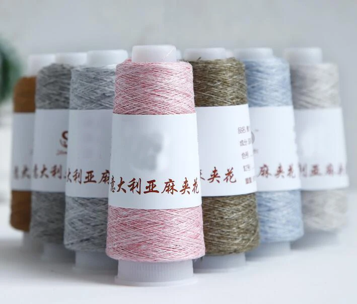 50g/Lot Italian Colorful linen Yarn Mix Color Summer crocheted thin line DIY hand-woven hook hat linen Thread