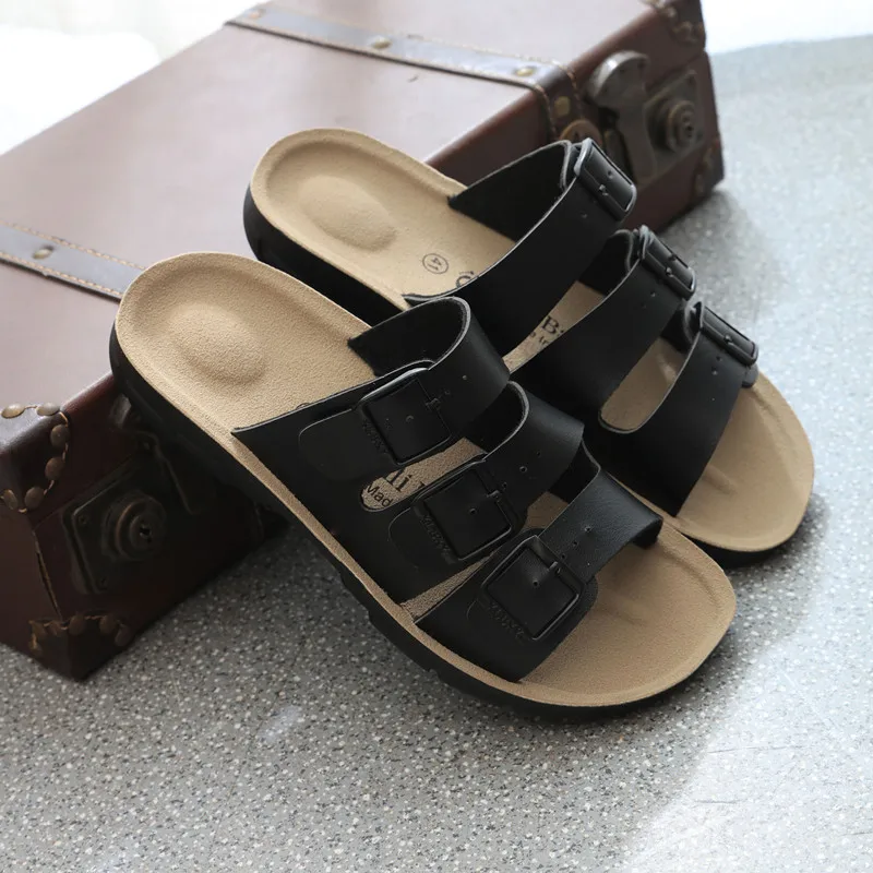 

New Summer Cork Slippers Casual Men Solid Color Flip Flops Valentine Shoes Zapatos Homber Sandalias Size 39-44 White Black