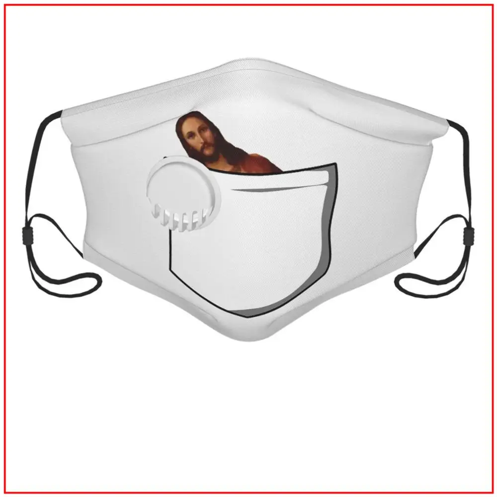 

Pocket Peeking Jesus Kids Men Women Face Mask Washable Cloth Cool Fishing Adjustable Breathing Cooling Designs Facemasks Reusabl