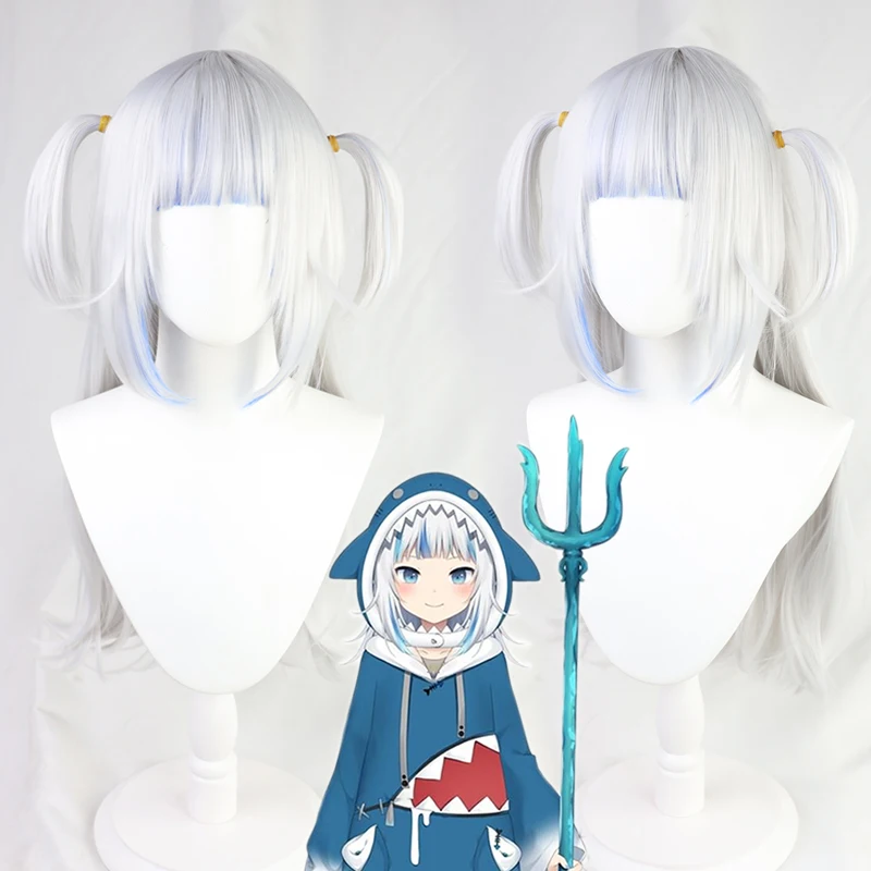 

Hololive English VTuber Gawr Gura Cosplay Wig Heat Resistant Synthetic Hair Carnival Halloween Party Props + Wig Cap