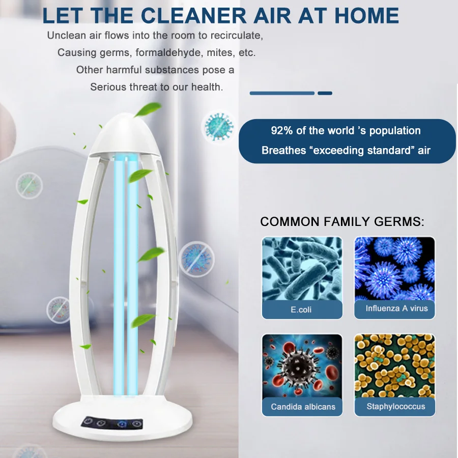 

UVC Ozone Sterilizer Lamp UV Sterilizer Quartz Lamp UVC Germicidal Disinfection Light 36W 50W UV Light Bulb Sterilizer 110V 220V