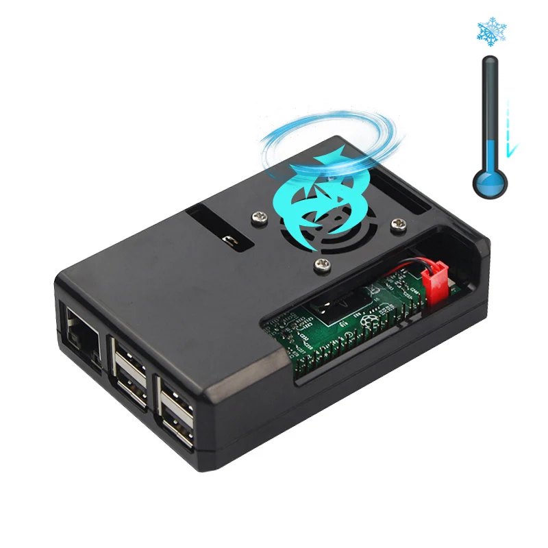 Для Raspberry Pi 3 чехол ABS Чехол Коробка Carcasa Raspberry Pi 3B корпус с охлаждающим вентилятором теплоотвод для Pi3 B Plus чехол
