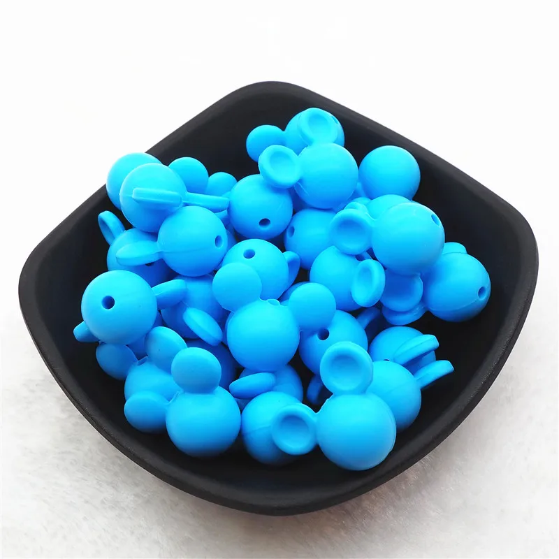 Sky Blue Chenkai 10 шт. BPA Free силиконовый галстук-бабочка Прорезыватель для зубов бусины DIY Baby Shower Прорезыватель для зубов Монтессори Сенсорная игрушка бант-узел Аксессуары - Цвет: Sky Blue