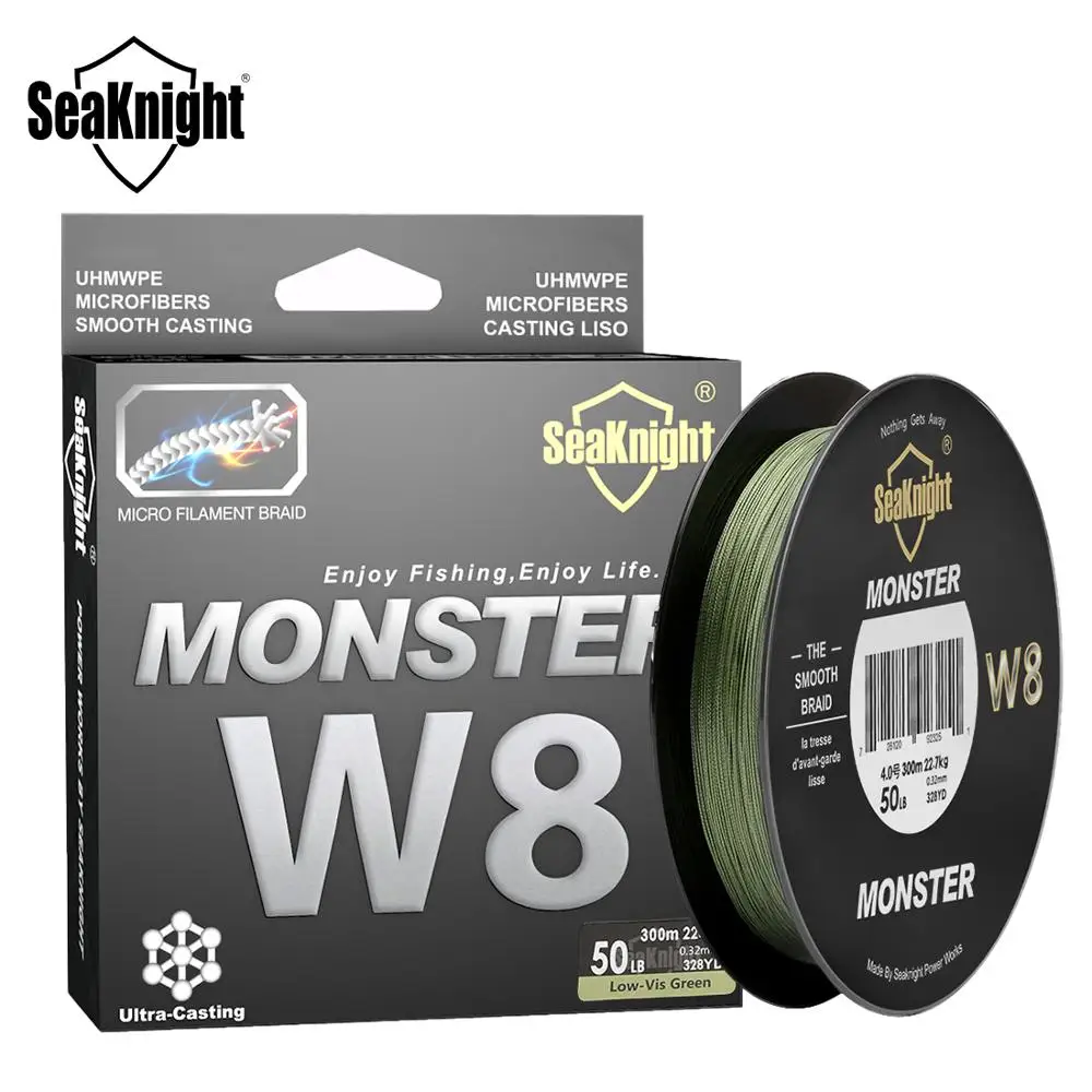 Seaknight MONSTER W8 8 нитей плетеная леска 150M 300M 500M плетенка для рыбалки 15-100LB плетеный шнур для рыбалки Мультифиламентная линия плетёная леска за карповая рыбалка нить для рыбалки леска для зимней рыбалки