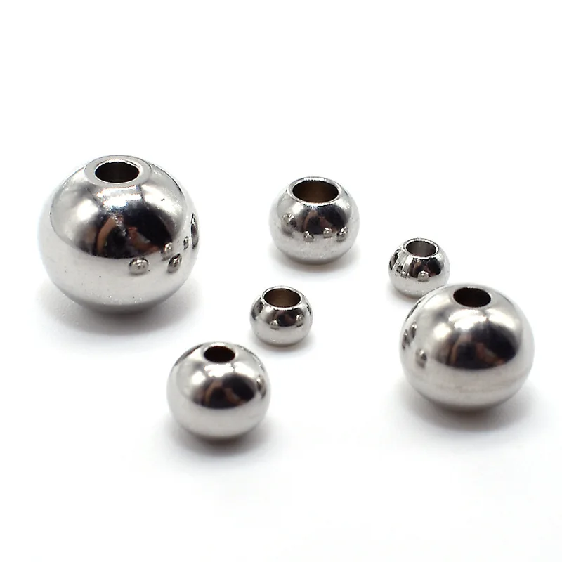 40pcs Stainless Steel Spacer Beads Ball 3 4 5 6 8 10 12 MM Round Loose Beads Bracelet Necklace Jewelry Making DIY Accessories