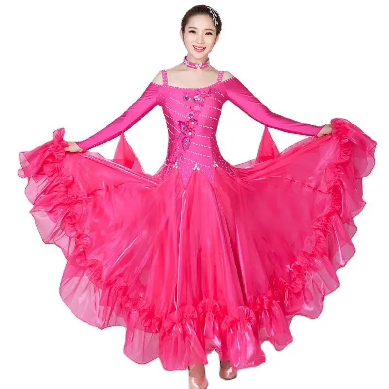 Новый дизайн женское стандартное платье для бальных танцев с алмазной вышивкой