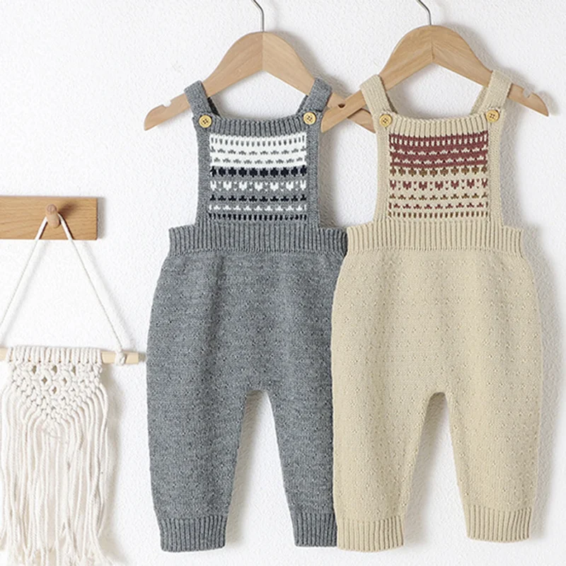 

Newborn Baby Knitting Jumpsuit Autumn Winter Baby Girls Clothes Toddler Baby Girl Boys Knitting Sleeveless Print Romper