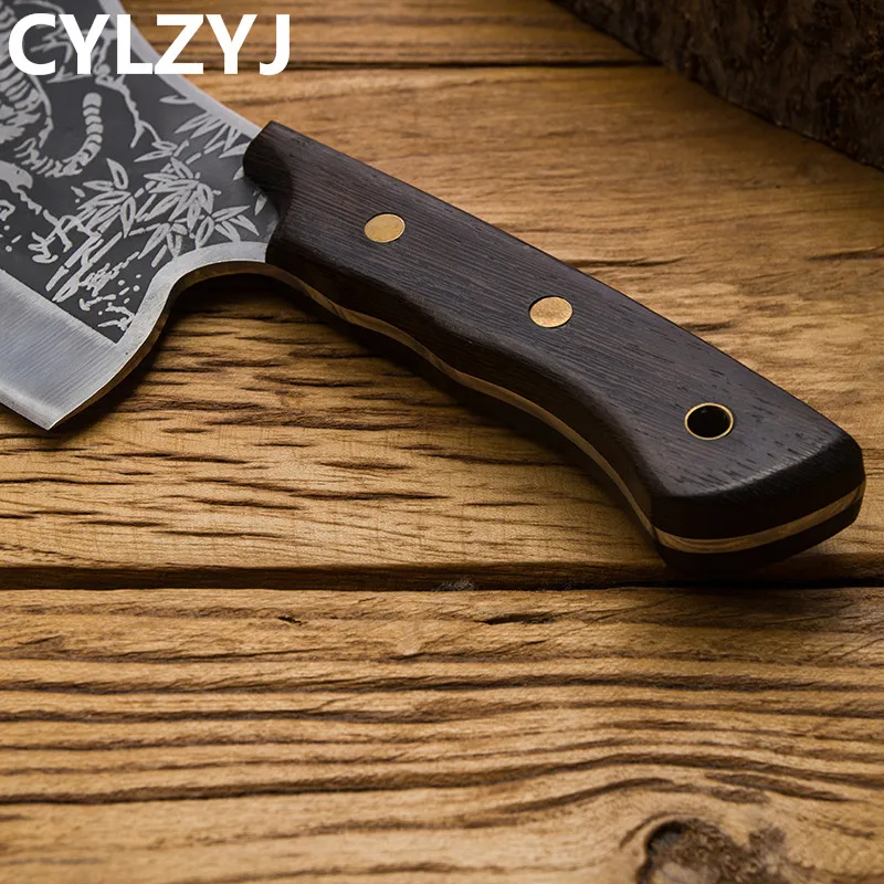 Нож кухонный из нержавеющей стали бытовой измельчитель с тигровым узором для