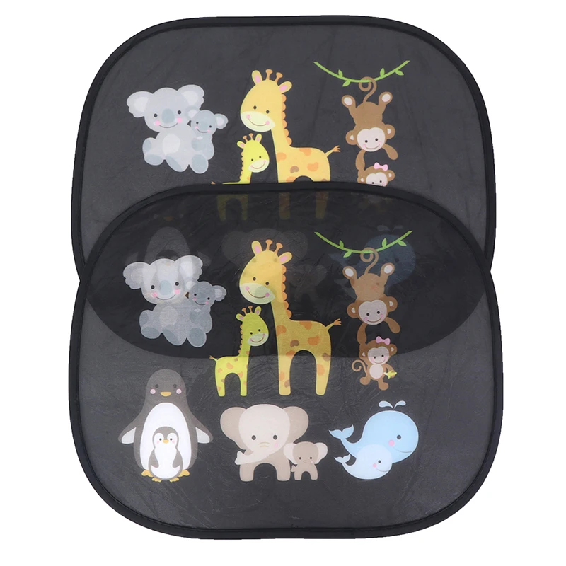 

1 Pair Car Sun Shade Cover Cartoon Zoo Animal UV Protect Curtain Side Window Sunshade Visor Heat Shield For Baby Kids Universal
