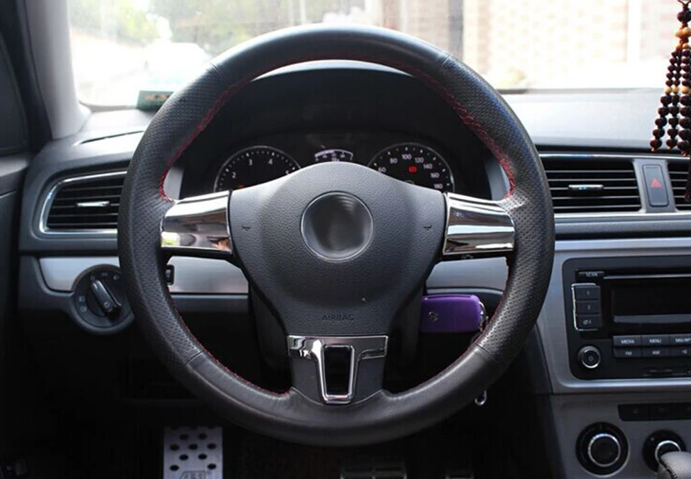 3 предмета, декоративная накладка на руль для Volkswagen VW Golf 6 MK6 Polo Jetta MK5 2009 2010 2011 Polo