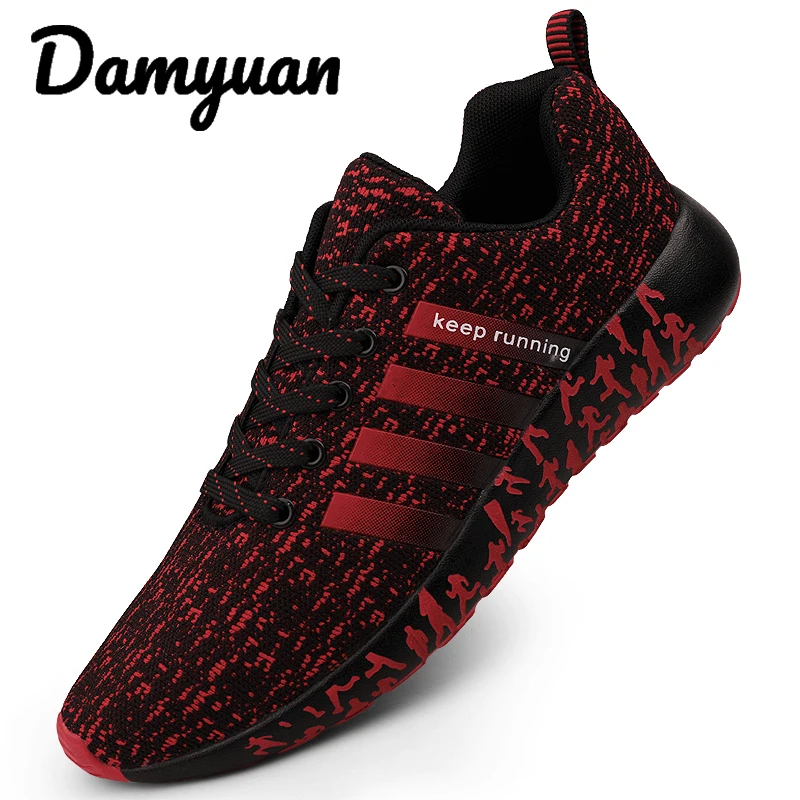 Красный Damyuan, Модные Тканые кроссовки для улицы, дышащие кроссовки с сеткой, повседневная мужская обувь для бега размера плюс 47 - Цвет: Красный