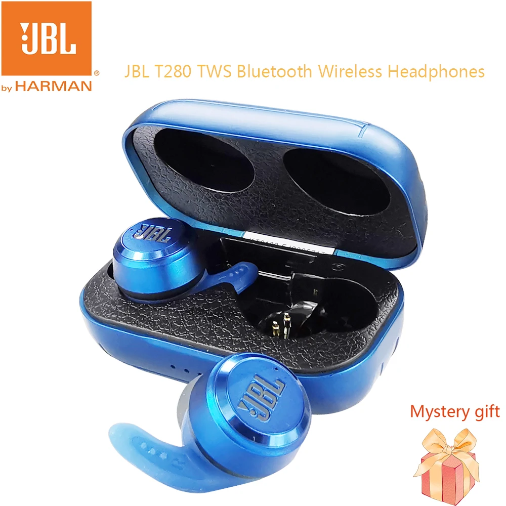 

Original JBL T280 TWS Bluetooth Wireless Headphones True Wireless Sport Running Headset IPX5 Charging Case Earbuds With Mic