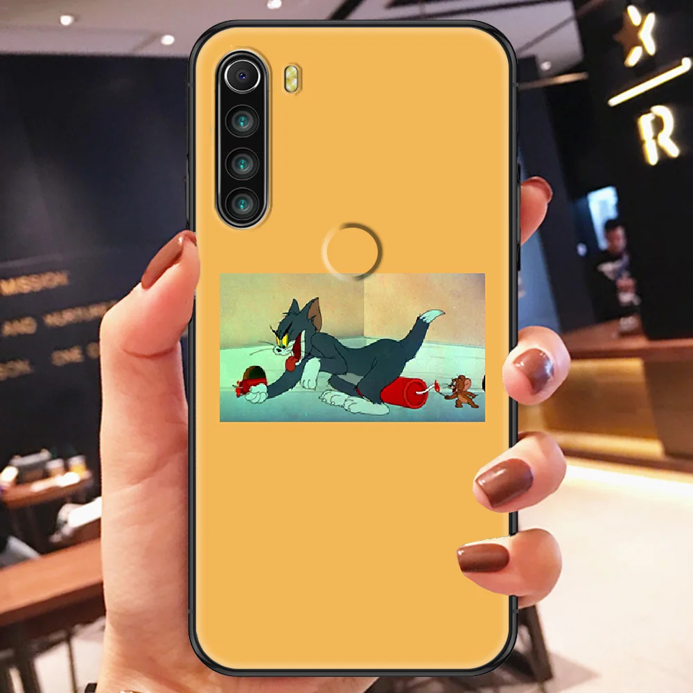 

Cat tom Cartoon and Mouse Phone case For Xiaomi Redmi Note 7 7A 8 8T 9 9A 9S K30 Pro Ultra black painting waterproof silicone