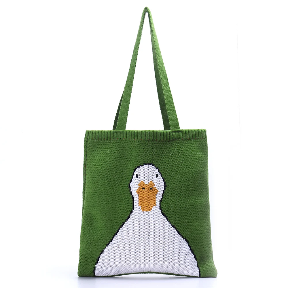 

Female Casual Foldable Knitting Shopping Bag High Quality Eco Friendly Reusable Grocery Tote Handbag Lightweight Shoulder Bags