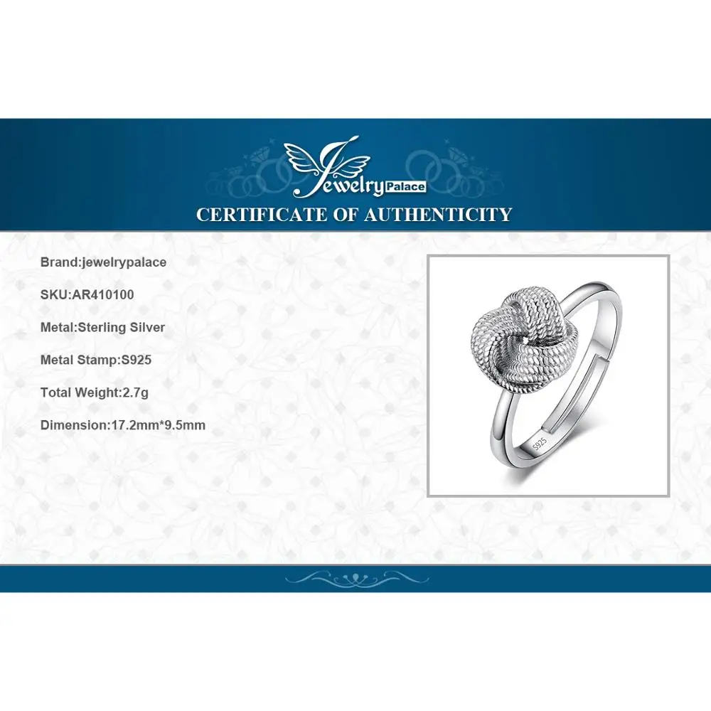 

JewelryPalace Vintage Milgrain Love Knot Promise Ring 925 Sterling Silver Rings for Women Fashion Jewelry Making Engagement