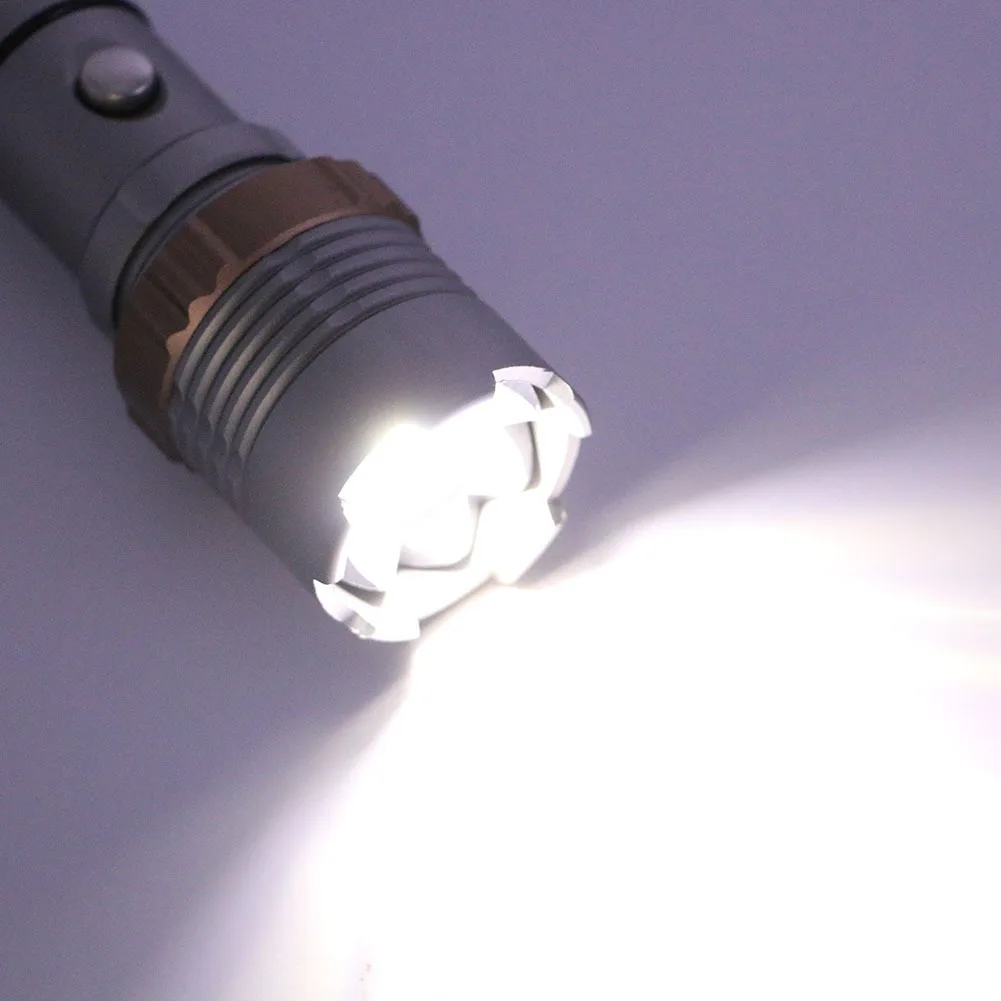 Powerful LED Flashlight Tactical Electric Torch T6 Zoomable 5 Modes Lanterna 18650 Rechargeable Battery Outdoor Camping | Лампы и