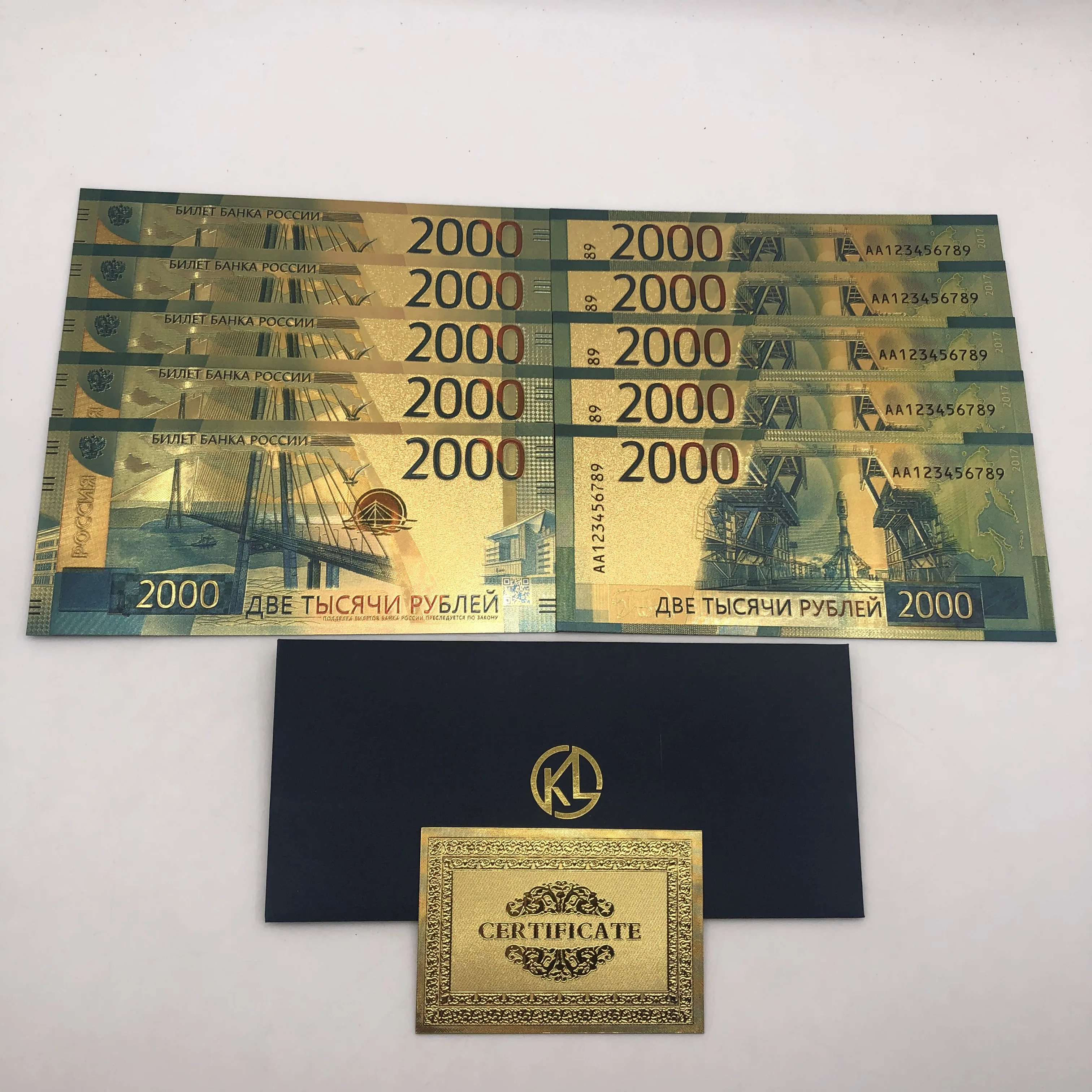 10 шт./лот Новинка роскошные русские золотые банкноты 2000 рублей 24k Золотая фольга