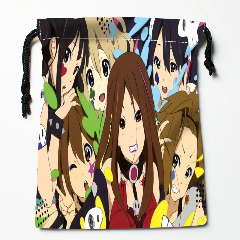 

Custom K-On! Anime Drawstring Bags Wedding Party Christmas Gift Pouches Packing 18x22cm Satin Fabric Storage Bag 12.2