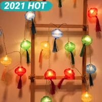 led holiday lights usb charging traditional chinese red lantern lamp for new year festival decoration garland string night light