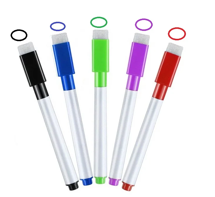 5colors 1 шт., маркеры для магнитной доски, белая доска, сухая салфетка, Тонкое Перо с ластиком, резиновые магнитные маркеры, кисти, магниты на холодильник - Цвет: 5colors