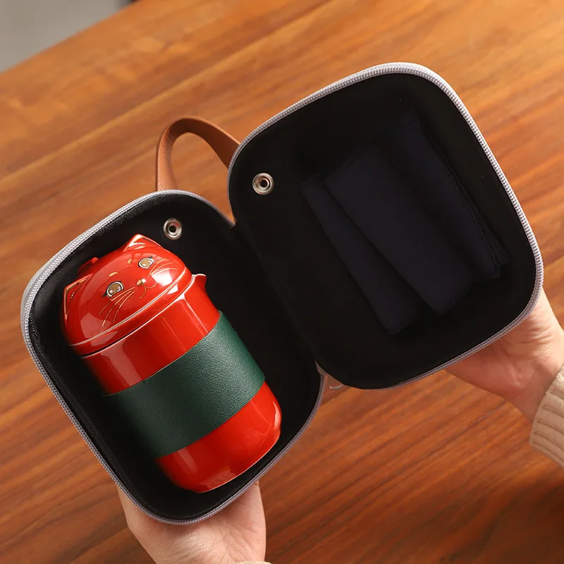 Cat Series Travel Portable Ceramic Tea Set with Pot Cups Bag for Office Home drinkware Teapot Mug | Дом и сад