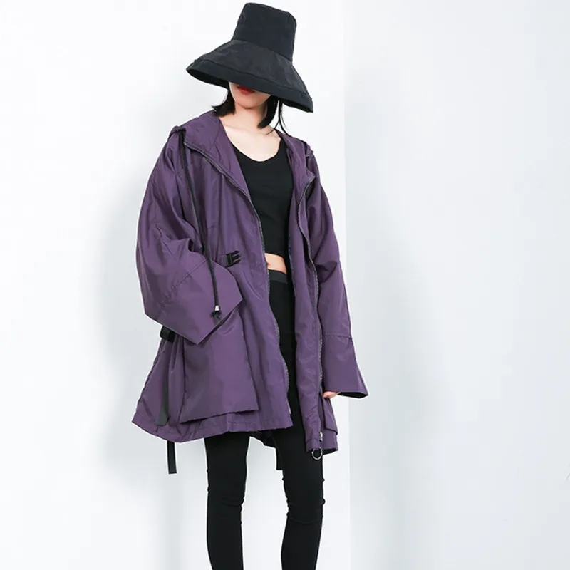 BF панк стиль рукав летучая мышь женская зимняя ветровка с капюшоном хип-хоп