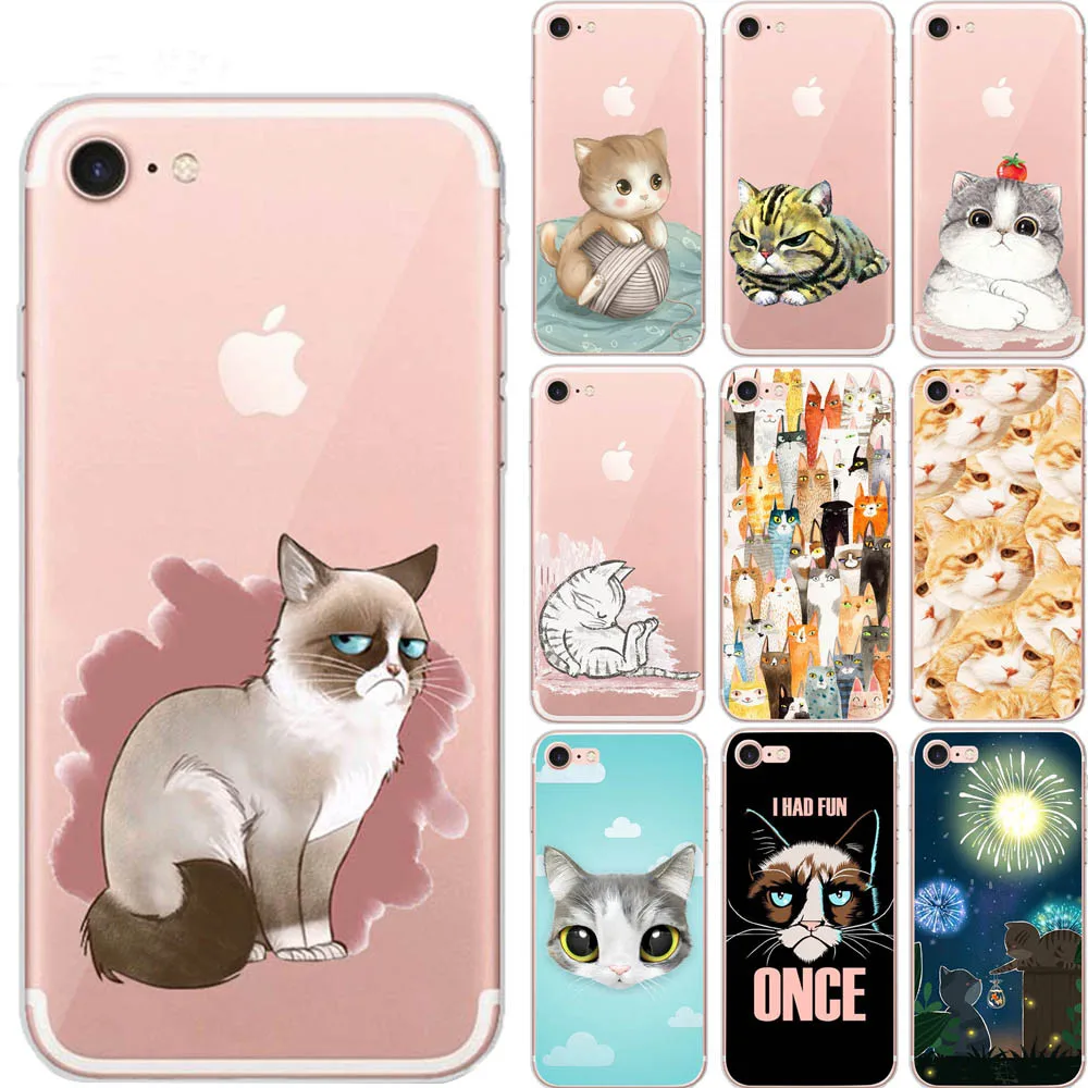 Модный мягкий чехол для телефона с изображением кота Iphone Xs Max 7 8 Plus 5S Se 6 6S