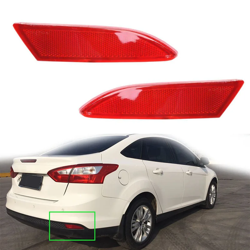 

2Pcs Car Red Lens Rear Brake Light Corner Reflector Rear Reflector for Ford Focus 2012-2015 BM5Z-13A565-B BM5Z-13A565-A