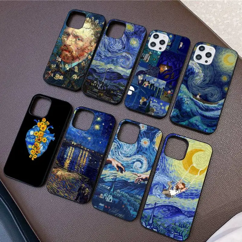 

Paintings Starry Night Van Gogh Phone Case For iPhone 11 8 7 6 6S Plus X XS MAX 5 5S SE 2020 XR 11 pro DIY capa
