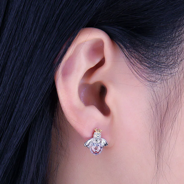 JewelryPalace 8ct кубического циркония корона крыло Мёд пчела серьги 925 пробы серебро ювелирных украшений Мода серьги для Для женщин