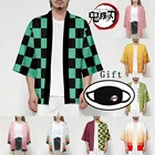 Кимоно для косплея аниме рассекающий демонов для мужчин и женщин, кардиган, топ, аксессуары, Tsuyuri Kanawo Kamado Tanjirou Kamado Nezuko