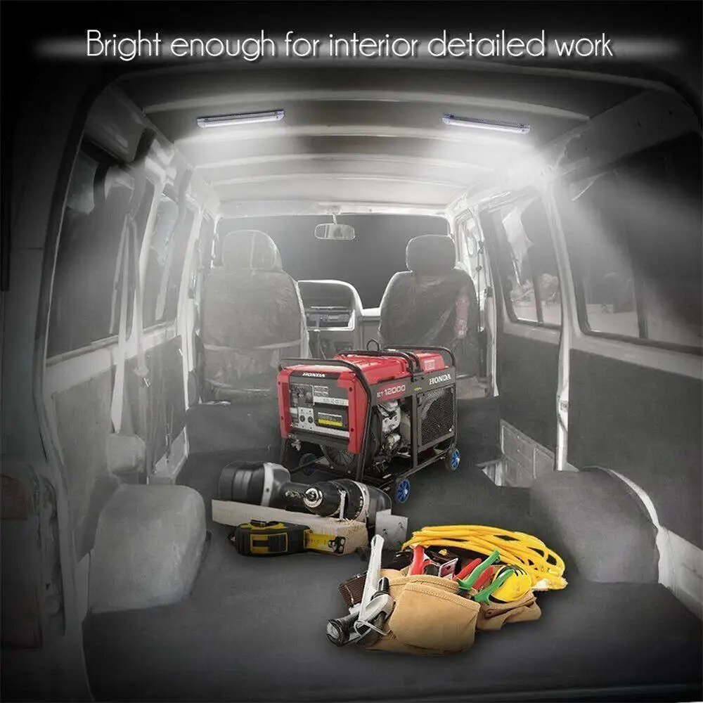 

72LED 12V Car Interior White Strip Lights Bar Lamp Van Caravan ON OFF 72LED Car Inspection Light Compartment Light