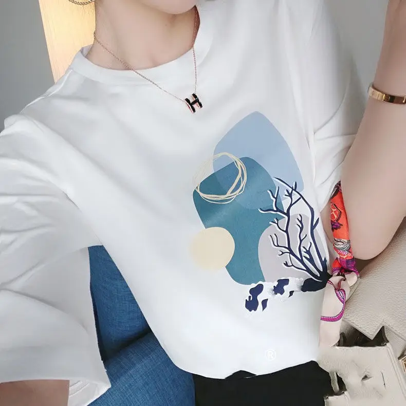 

New large loose Chiffon short sleeve T-shirt for women in spring and summer of 2021