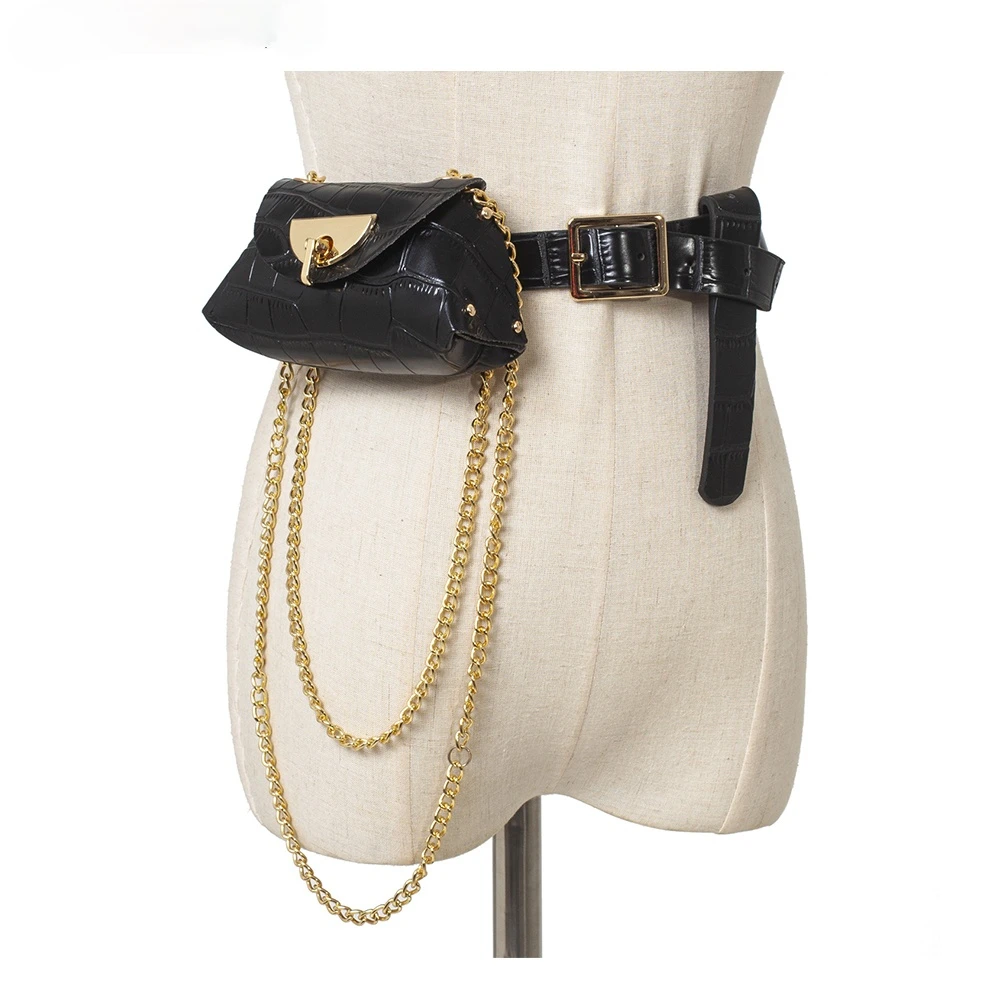 

Luxury Women Snake Pattern Alligator Pu Phone Fanny Pack Bumbag Waist Bag for Girl