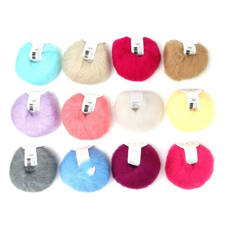 Популярная мягкая мохеровая пашма вязаная Ангорская Длинная шерстяная пряжа