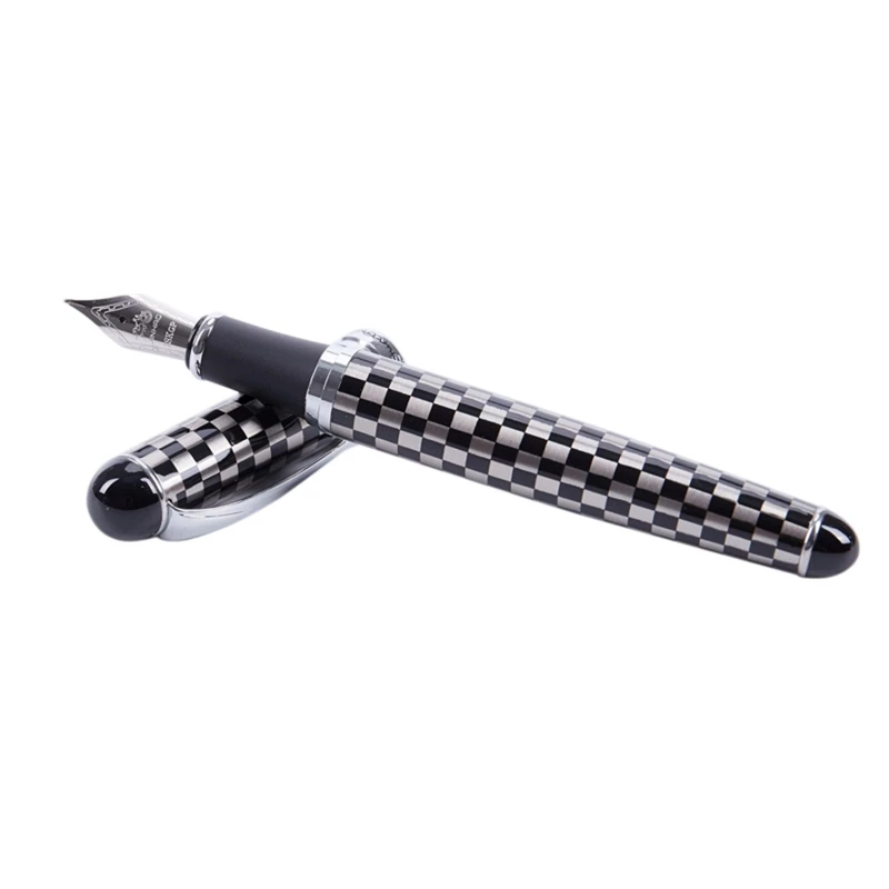 

Jinhao X750 Chessboard Fountain Pen Medium Fine Nib & 126 Executive Complete Silver Fine Hooded Nib(Silver)
