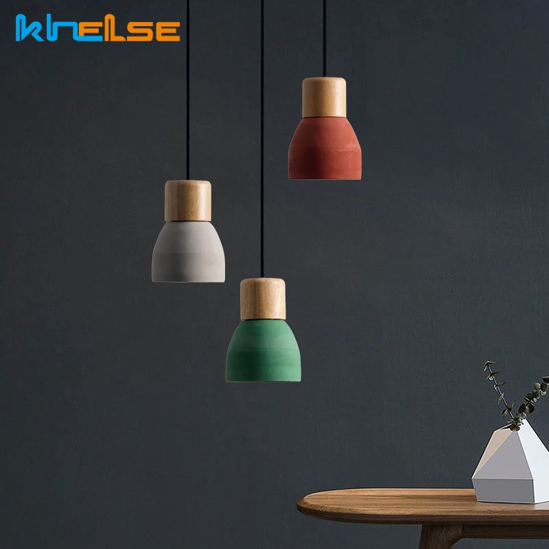 Nordic Concret Indoor Led Pendant Lamp Cement Wood Hanging Lights Fixture Vintage Loft Restaurant Bedroom Bar Cafe Aisle | Лампы и