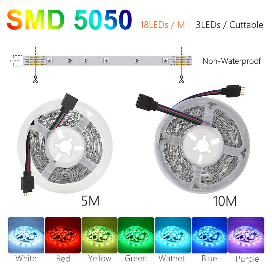 светодиодная лента 20м RGB Светодиодная 12 В неоновая лампа 5 м 10 20 18 светодиодов/метр