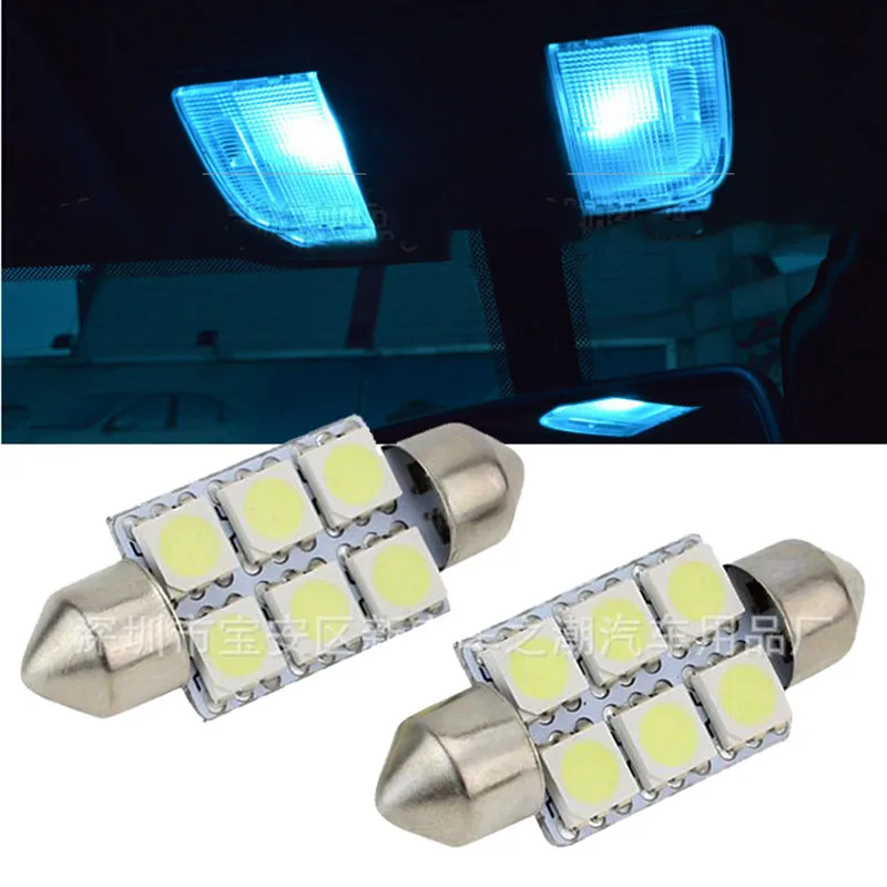 Гирлянда светодиодная для автомобиля, 5050 6smd 36 мм, Ледяной Синий/24v12v, автомобисветильник c5w