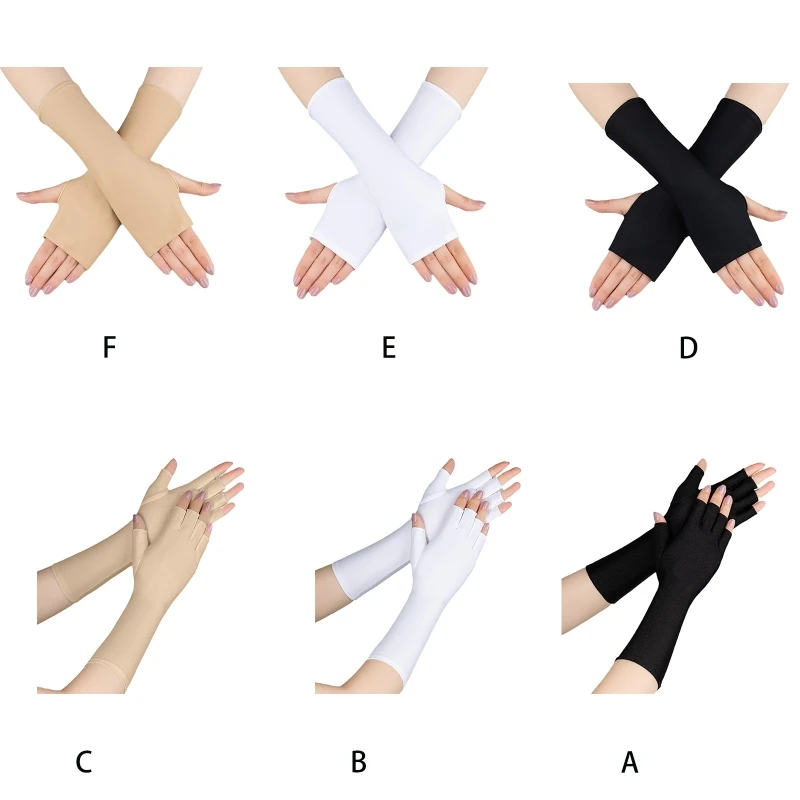 

Women Sunscreen Half/Full Finger Gloves Summer UV Protection Solid Color Wrist Arm Sleeves Driving Riding Outdoor Sports Mittens