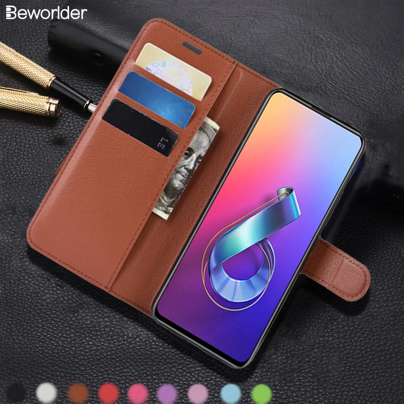 Для ASUS Zenfone 6 ZS630KL чехол из искусственной кожи с рисунком личи кошелек отделениями