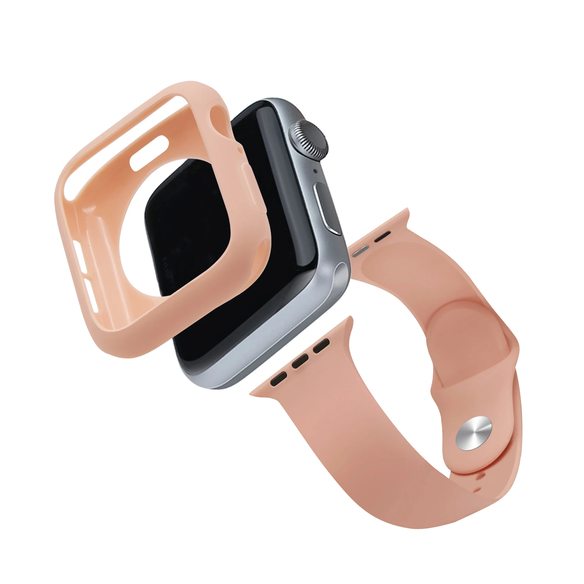 Защитный чехол и ремешок для apple watch 4, 5, 44 мм, 40 мм, мягкий силиконовый браслет 2 в 1, подходит для iwatch series 3, 2, 1, 42 мм, 38 мм