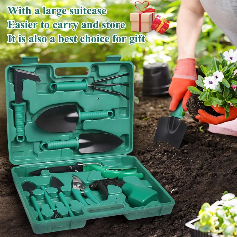 

10Pcs /Set Gardening Tool Set Green Shovel Rake Clippers Digging Weeder Rake Shovel Sprayer Multifunctional Kit For Garden Yard