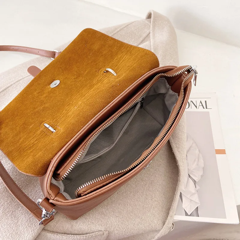 

Famous Designer Small Flap Tote Bags for Women 2021 New Arrival Simple All-match Shoulder Bag Lady Luxury Leather Crossbody Bag