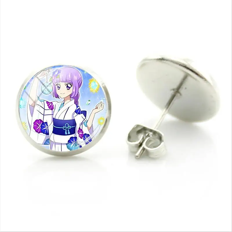 Bandai Aikatsu персонажи Hikami suтв анимационные серьги-гвоздики стеклянные круглые