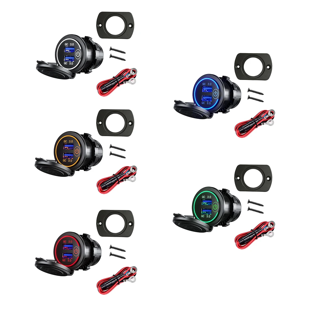 

P19-S Car Dual USB Charger Socket with Wires for Car Boat Motorcycle Truck Tractor Automobiles Parts Accessories