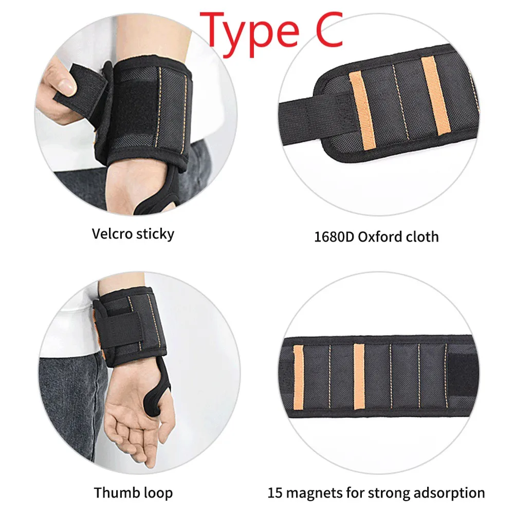 Magnetic Wristband Tool Bag For Screw Nail Nut Bolt Drill Bit Organizer Storage Repair | Инструменты