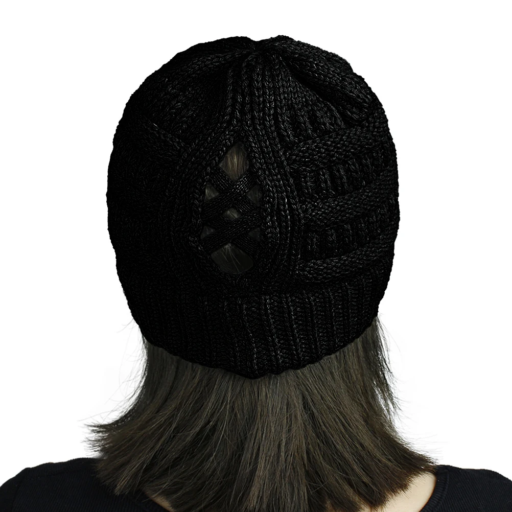 

Women Knit Bun Messy Ponytail Beanie Winter Warm Stretchy Knit Hat for Ladies Girls Winter Warm Stretchy Knit Hats Accessories